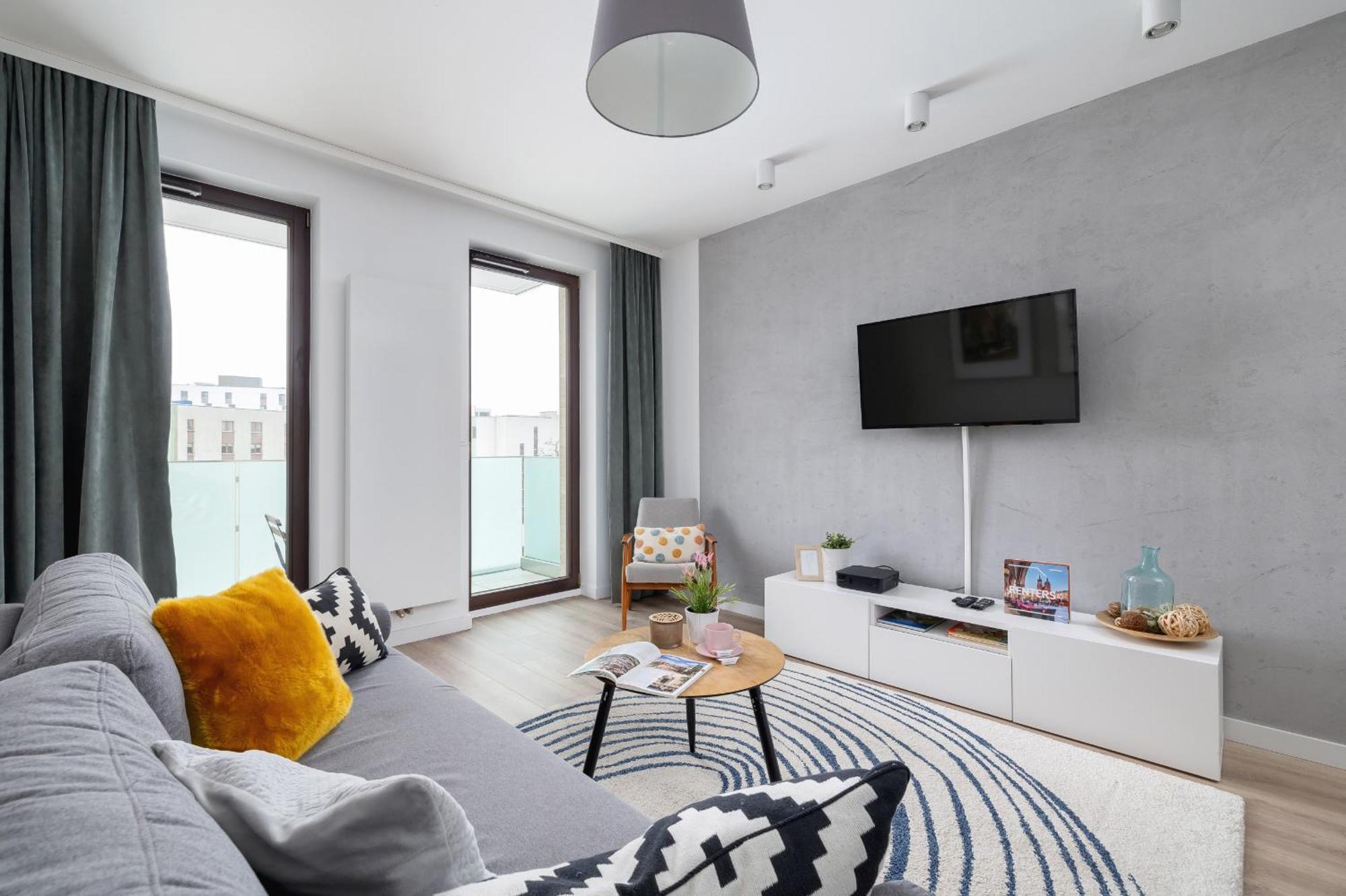 Apartment Subtle Grey With Furnished Balcony And Parking In By Renters Krakow